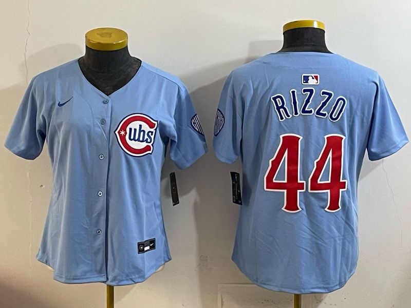 Women 2025 Chicago Cubs #44 Rizzo Light blue Game Nike MLB Jersey style 04